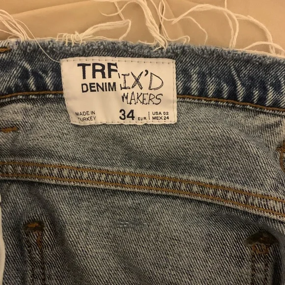 Blue Patchwork two tone denim asymmetric splice jeans Size 2 - Picture 7 of 12